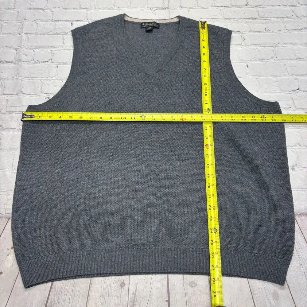 Brooks Brothers Men 100% Merino Wool Sweater Vest XXL 2XL Gray D129 -17